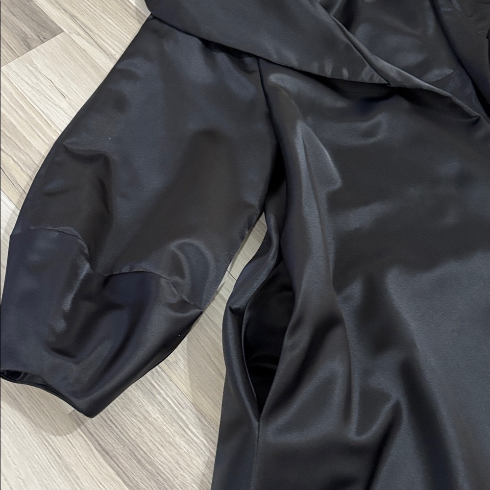 Morton Myles Vintage 1960 Black Satin Swing‎ Holiday Coat Pockets Women Size M - Picture 12 of 15